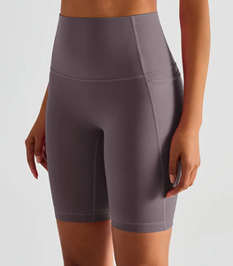 2023 pantalones cortos de Yoga para mujer pantalones de secado rápido poliéster entrenamiento cintura elástica con bolsillos mujeres deportes algodón pantalones cortos para correr - Product Image 1