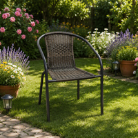 Chaise empilable de loisirs de plein air moderne avec design en rotin tabouret arrière en fer unique pour cour conférence balcon usage domestique