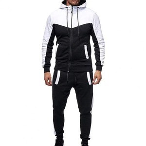 2025 moda 2 unids/set hombres chándal contraste colores cordón con capucha abrigo transpirable traje para uso diario - Product Image 5