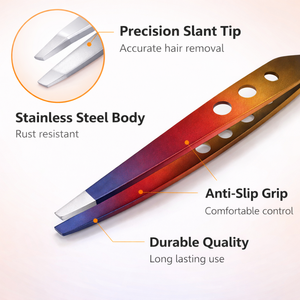 Pince à épiler professionnelle de qualité supérieure, durable, à dégradé de couleurs, en acier inoxydable, à pointe inclinée, outil d'épilation - Product Image 6