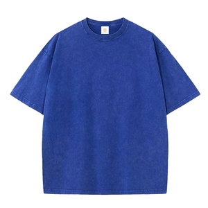 T-shirts en coton 100% tricotés en gros, style hip-hop, logo personnalisé, hommes, lavage à l'acide, blancs, respirants, surdimensionnés, vintage - Product Image 4