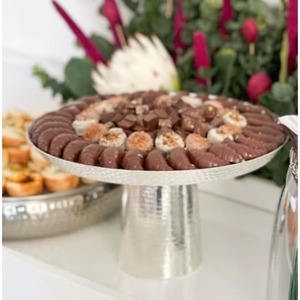 Plateau à chocolat de forme ronde en acier inoxydable avec support fabuleux décor à la maison plateau de service alimentaire pour accessoires de Ramadan - Product Image 1