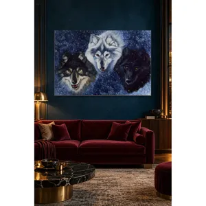 Impression sur toile Fida Trois têtes de loup dans une nuit étoilée - Product Image 4