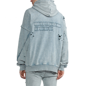 2025 alta calidad peso pesado 100% algodón estambre personalizado impreso hombres invierno Streetwear Sudadera con capucha liso teñido más vendidos - Product Image 4