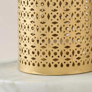 Stylish Gold <b>Metal</b> <b>Lantern</b> with Intricate Geometric Cut Design Compact Size Sturdy Handle Warm Candle Glow for Home Decor - Product Image 4
