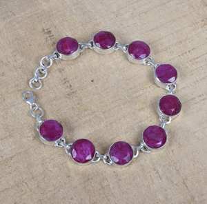 Red Ruby Sterling Silver <b>Adjustable</b> <b>Bracelet</b> July Birthstone Handmade Gemstone Jewelry For Women Gift - Product Image 3