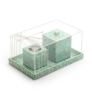 Nácar blanco Último diseño Madre de perla Incrustaciones Tealight Bakhoor Juego de 2 portavelas hecho a mano en precio al por mayor - Product Image 5