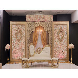 Escenario de Evento de tema árabe para decoración de recepción boda musulmana escenario de tema pakistaní escenario dorado para Bodas de tema musulmán - Product Image 1