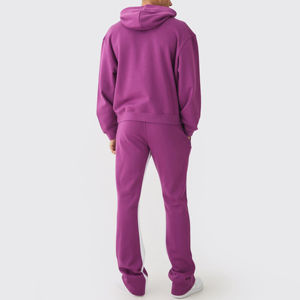 Ensemble de survêtement imprimé violet pour homme, coupe ajustée, 100 % coton, avec logo personnalisé, design respirant, collection 2026 – Grande Vente - Product Image 2