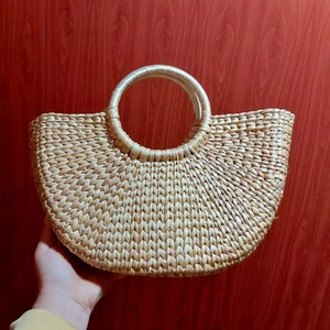 Oferta DE OCTUBRE caliente 100% Natural y artesanías jacinto de agua bolsa de paja de mimbre con lazo femenino señoras bolso de mano elegante hecho a mano - Product Image 2