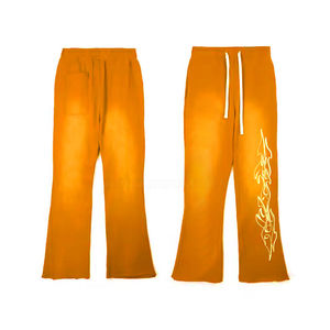 Pantalon de survêtement évasé lavé à l'acide, dernière conception, fabriqué au Pakistan, vente en gros de pantalon de survêtement évasé personnalisé lavé à l'acide, OEM - Product Image 2