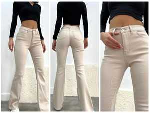 Pantalones cargo de algodón de pierna ancha rectos informales de cintura alta para mujer europea, pantalones vaqueros holgados personalizados con bolsillos y agujeros, ropa de calle al por mayor - Product Image 3