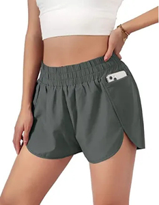 Shorts Deportivos de Punto para Mujer, Cintura Alta Elástica, Bolsillos, Secado Rápido - Product Image 5
