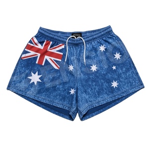 Custom Print Digital Print Breathable Quick Dry Australian Flag Farmer Outdoor Rugby Football Footy <b>Shorts</b> Zipper Pockets Unisex - Product Image 1