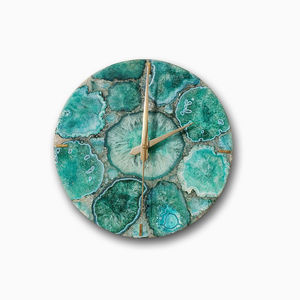 High Quality Agate Slices <b>Clocks</b> in Mixed Colours Gold Metal Stand for Home Office Decoration Semi-Precious Stone Craft Product - Product Image 3