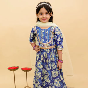 Magnifique Lahenga Choli en coton indien pour enfants, Ghagra Choli de créateur traditionnel pour filles, robe de fête - Product Image 1