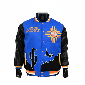 Nouvelle Veste d'Hiver en Satin de Style Varsity, Vente Chaude, Haute Qualité, Manches en Cuir, Doublure Chauffante à l'Intérieur - Product Image 1