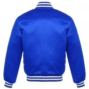 Chaqueta Universitaria de Satén de Béisbol con Cuello Camisero, Chaqueta Universitaria con Ribete Real, Chaqueta Bomber Universitaria con Letras, Servicio OEM, Cierre con Botones de Cuerno - Product Image 4