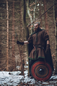 Decoración de pared vikinga escudo colgantes escudo decoración de pared de madera hecha a mano decoración del hogar Escudo de diseñador redondo Calvin artesanía - Product Image 3