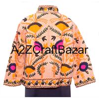 Chaqueta Bomber Suzani Boho Elegante para Mujer, Tejida a Mano, Transpirable, Ecológica, con Patrón Floral, 100% Algodón, Bordada para Invierno