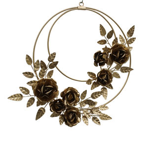 Couronne suspendue décorative murale en fer Couronne en rotin couleur or pour la décoration de la maison et du mariage faite à la main en vrac - Product Image 4