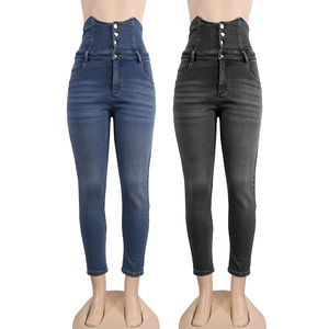 Jeans de Mezclilla de Corte Regular OEM para Mujer, Diseño Cómodo y Elástico, Ropa de Calle Informal para Gimnasio, Hecho en Pakistán, Invierno, 100% Algodón - Product Image 2