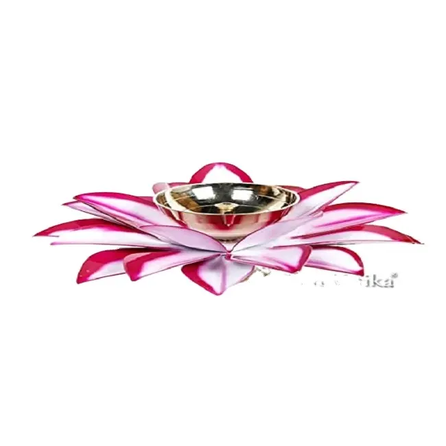 Lotus-diya colorida para rangoli y decoración del hogar, temporada festiva, aspecto de metal, diya atractiva