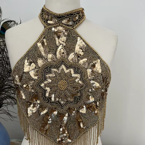 Robes de Soirée Élégantes et Luxueuses avec Haut en Poly-Mesh Perlé, Logo Frontal, Pompons et Perles Scintillantes – ODM pour un Style Raffiné - Product Image 1