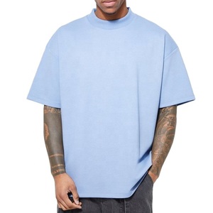 Camisetas de alta calidad de algodón Loose Fit Drop Shoulder Brand Blank Hombres O-cuello Camisetas de algodón de gran tamaño para hombres - Product Image 1