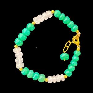 <b>Rose</b> <b>Quartz</b> & Chrysoprase <b>Bracelet</b> for Anxiety Yoga Jewellery Unisex Wear Wholesale Price Indian Gemstone - Product Image 2