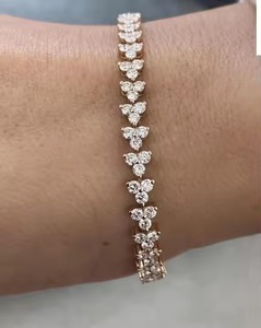 Pulsera de tenis de diamante de corte redondo de 4,30 Ct Lab Grown, conjunto de racimo de oro rosa sólido de 14K E/VS1, pulsera de tenis hecha a mano para mujer - Product Image 2