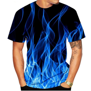 Camiseta de Hombre Oversize con Estampado 3D, Algodón Grueso, Impresión Digital Creativa, Corte Holgado, Manga Corta, Cuello Redondo, Estilo Casual Urbano - Product Image 3