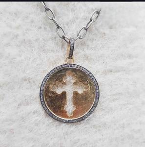 Pendentif chaîne de forme libre en argent sterling 925 diamant pavé naturel taille 110mm pour toute occasion - Product Image 1