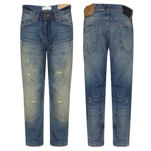 Pantalon en jean droit d'hiver, délavé foncé, tricoté, taille mi-haute, respirant, streetwear, écologique, confortable, option de style quotidien - Product Image 1