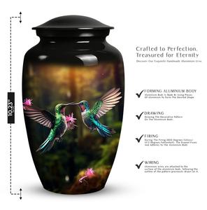 2 Urnes funéraires décoratives en métal, design personnalisé coloré Colibris, pour cendres commémoratives et cérémonies funéraires - Product Image 6