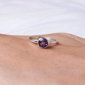 Anillo de piedras preciosas de amatista de Plata de Ley 925, joyería hecha a mano, anillo de estilo bohemio de plata, joyería para mujer, regalo de boda para esposa - Product Image 5