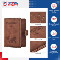 Portefeuille de voyage en cuir véritable de qualité exceptionnelle avec blocage RFID, fermeture à double pli, personnalisable, pour fournisseurs en gros