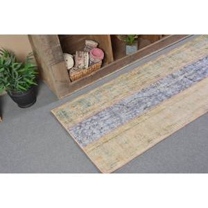 Alfombra turca Vintage moderna 2,6x6,3 pies Beige azul Patchwork diseño lana Material látex respaldo para decoración para sala de estar para coche 9x12 - Product Image 5