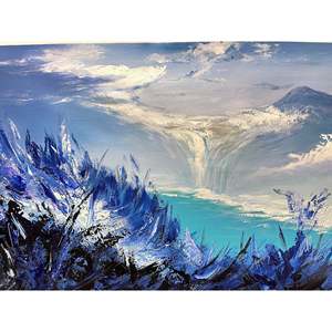 Dipinto a 100% astratto moderno della montagna della neve dipinto a olio 36in X 24in tela arte della parete per l'arredamento della casa - Product Image 6