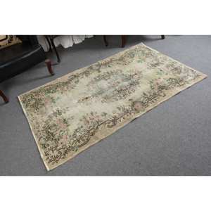 พรมขนสัตว์สีชมพูสีเบจคลาสสิกขนาด3.7x6.5ฟุตงานเย็บปะสไตล์ตุรกีสำหรับห้องนั่งเล่นห้องนอนสำหรับวัยรุ่นที่มีแผ่นยางรอง - Product Image 2