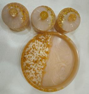 Plateau à paillettes en résine avec 3 boîtes de rangement Organisateur décoratif et fonctionnel - Product Image 3