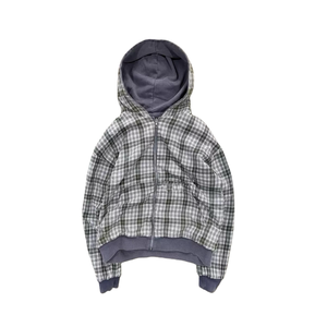 Sweat à capuche réversible vintage délavé, coupe oversize et carrée, à carreaux, hiver, 100% coton, brodé - Product Image 3