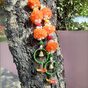 พวงมาลัยและพวงหรีดสำหรับงานแต่งงานพวงมาลัยดอกดาวเรืองประดิษฐ์พร้อมกำไลและกระดิ่งแขวนด้ายตกแต่งพวงมาลัยโลหะ - Product Image 1