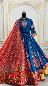 LANZANDO NUEVO DESGASTE FESTIVA LEHENGA CHOLI CON DUPATTA TELA PESADA MUSELINA ALGODÓN CON BONITO TRABAJO DE ESTAMPADO - Product Image 5