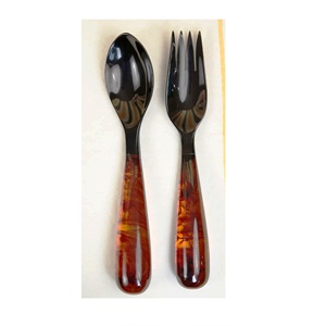 Resin Salad Server <b>Set</b> Natural Wooden with 2 Turners Sustainable Handmade <b>Utensils</b> - Product Image 2