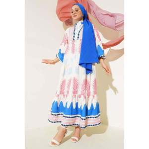 民族图案格子连衣裙Saxe - Product Image 3