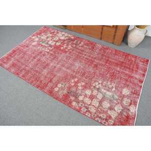 0.3x6.3 ft <b>Runner</b> Turkish Vintage Rug, <b>Red</b> Camouflage Wool Rug - Product Image 4