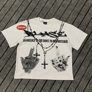 T-shirt surdimensionné vintage unisexe personnalisé T-shirt 100% coton col rond avec impression numérique personnalisable Style vintage pour homme - Product Image 1