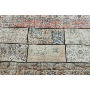 Turkish Runner Rug 2.7x12.6 ft, <b>Brown</b> Blue Animal Print Rug <b>Wool</b> - Product Image 1