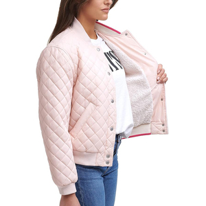 Custom Made <b>Lightweight</b> Women's Bomber <b>Jacket</b> Top Trending Long Fabric Direct Factory Sale OEM Design Cotton Filling Knitted - Product Image 6